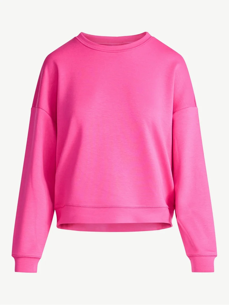 Scoop Women's and Women's Plus New Scubaknit Cropped Sweatshirt with Drop Sleeves, Sizes XS-4X | Walmart (US)