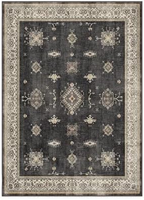Black Farmhouse Washable 8x10 Area Rugs for Living Room, Bedroom, Dining Room Kitchen Table Rug f... | Amazon (US)