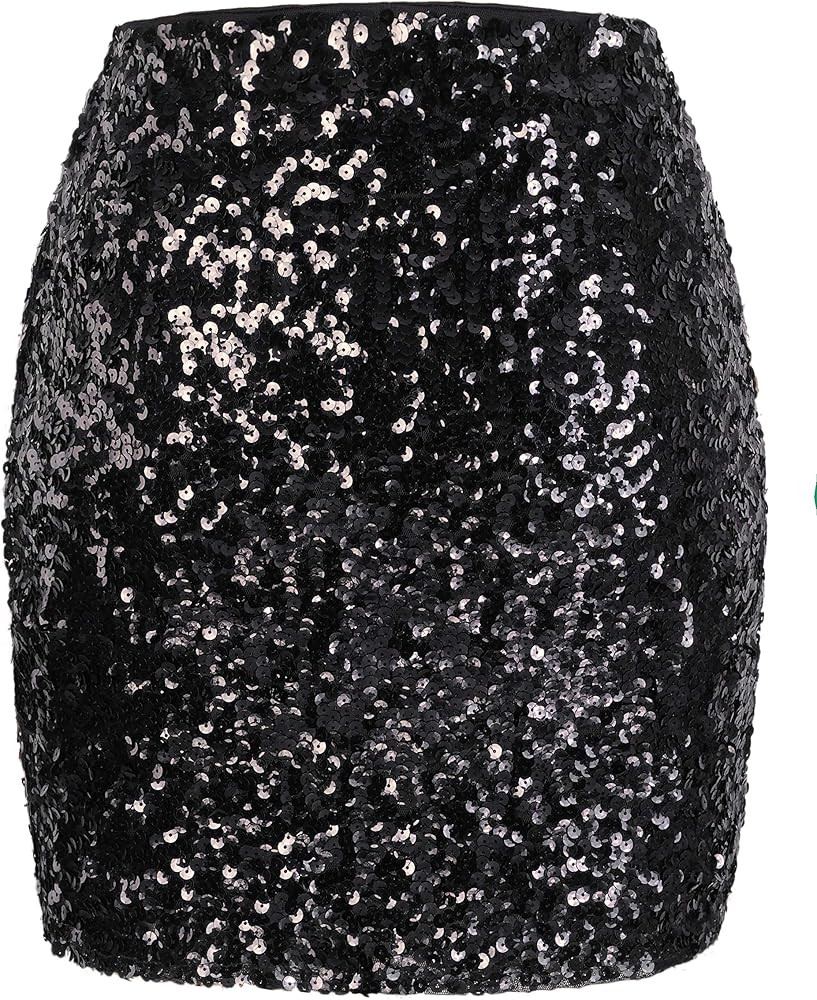 MANER Women's Sequin Skirt Sparkle Stretchy Bodycon Mini Skirts Night Out Party | Amazon (US)
