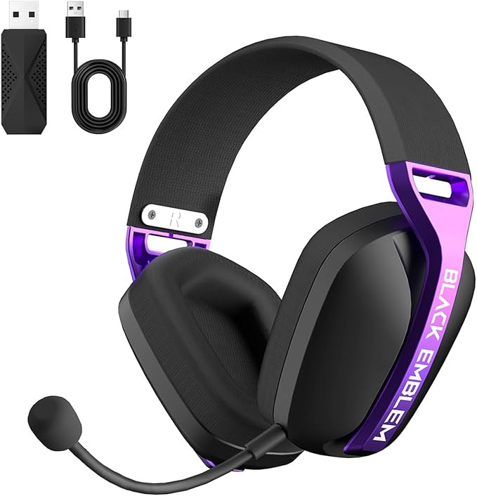Black Emblem X1 Wireless Gaming Headset with Removable Mic for PC, PS5, PS4, Switch, 2.4GHz Gamin... | Amazon (US)