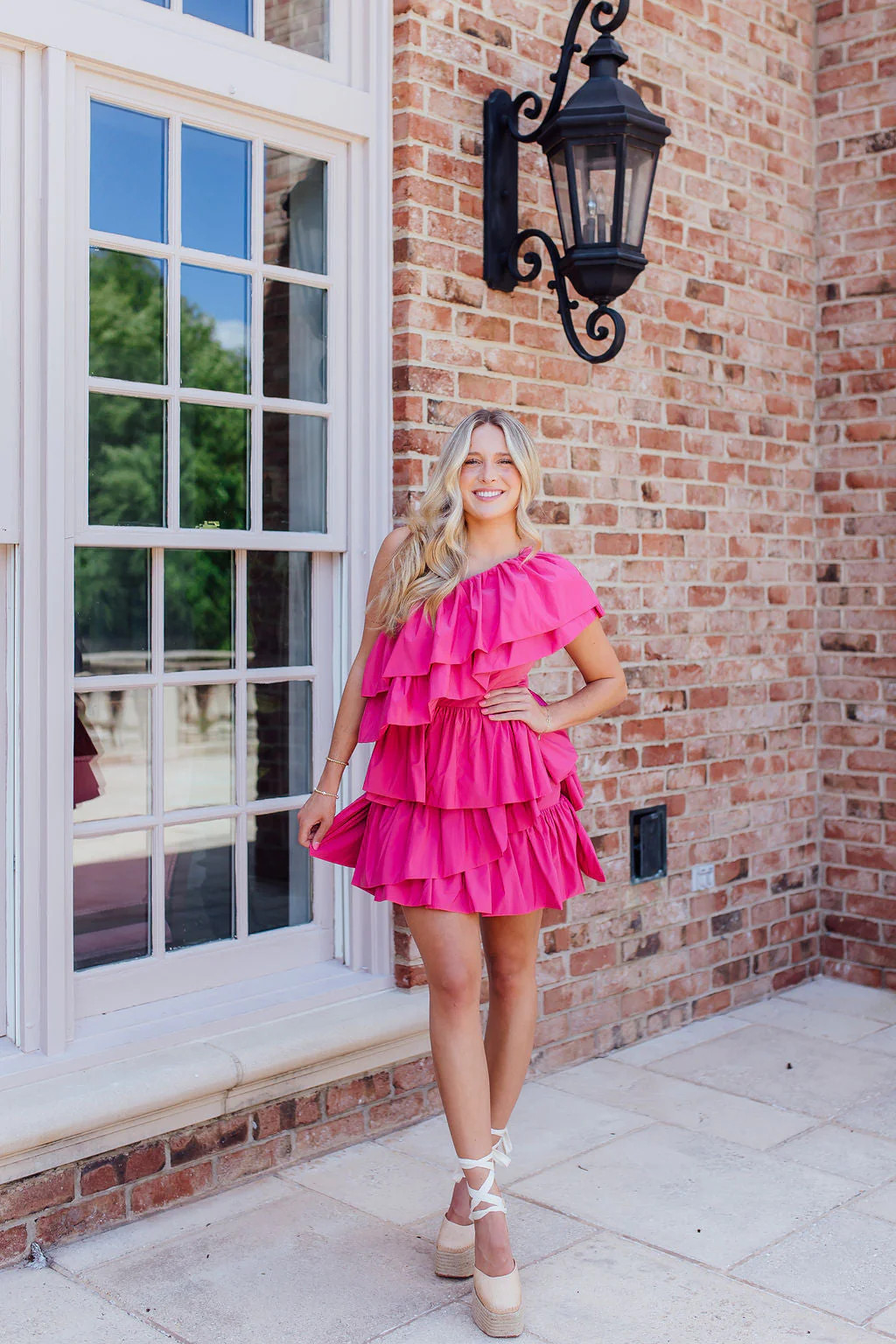 Ellie Ruffle Mini Dress  - Pink | cocolillys