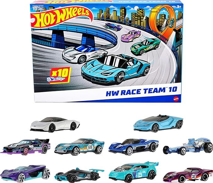 Hot Wheels Toy Cars, 10-Pack of Race Cars, Includes 1:64 Scale Corvette, Lamborghini, McLaren & H... | Amazon (US)
