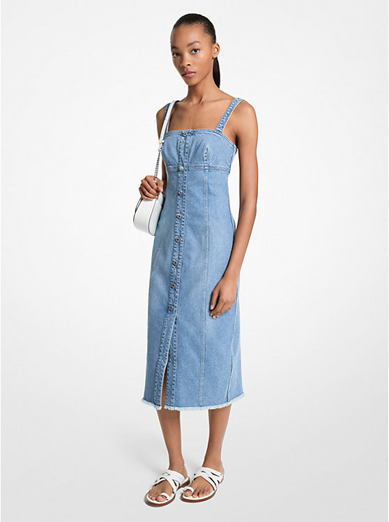Frayed Denim Midi Dress | Michael Kors US