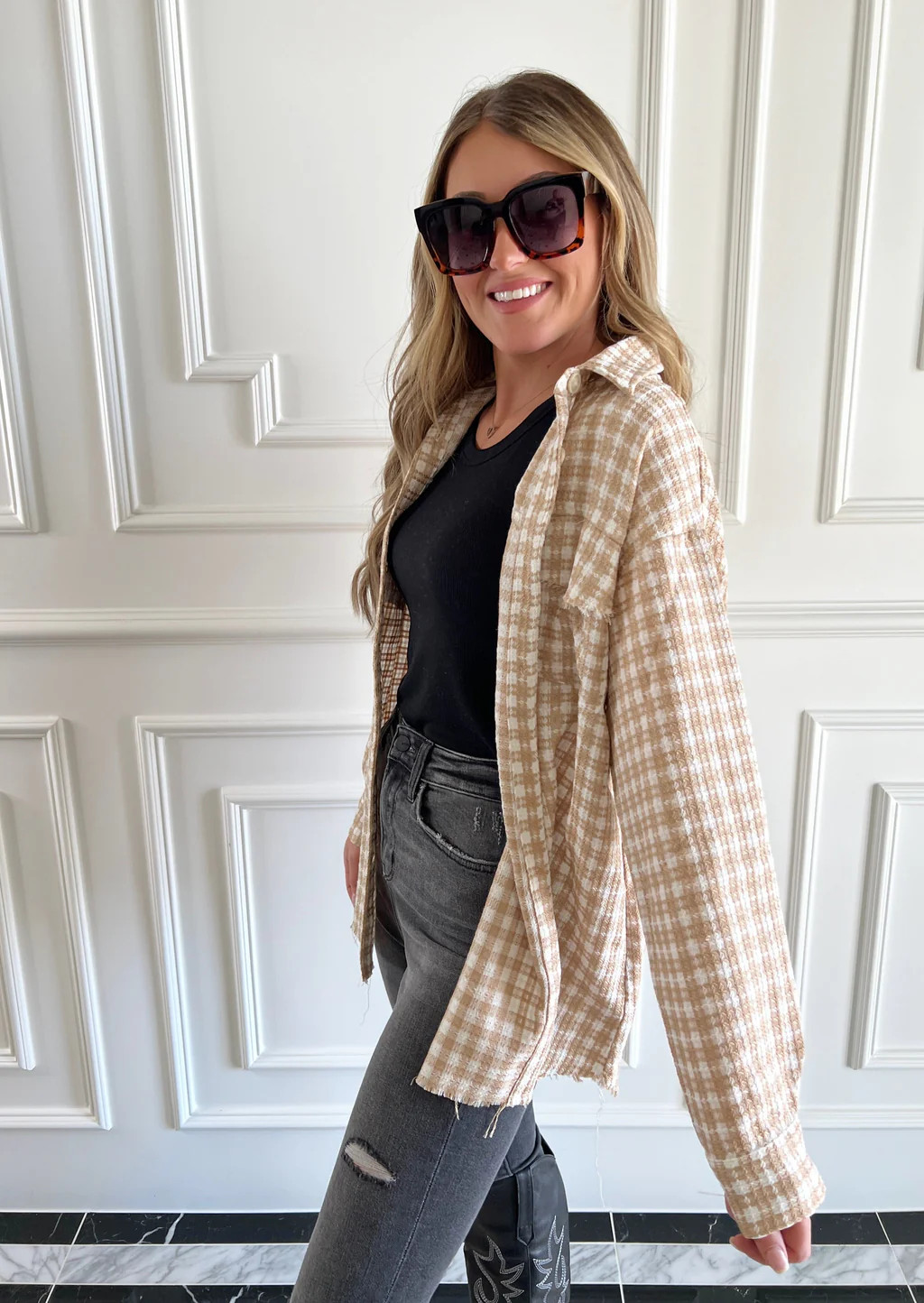 GINGHAM PRINT SHACKET | Typically Blush