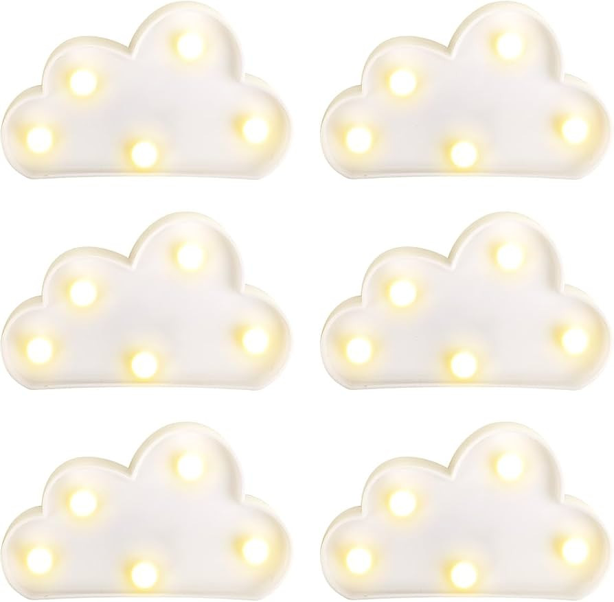 6 Pcs LED Cloud lights,Cloud Shaped Night lamp,Hangable on the Wall | Amazon (US)