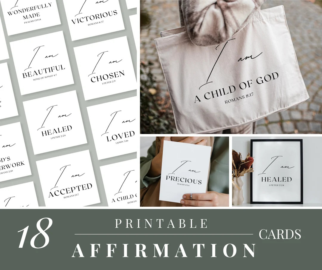 18 Affirmation Verse Cards, SVG File, Printable cards, Scripture, Bible, Christian, Motivational ... | Etsy (US)