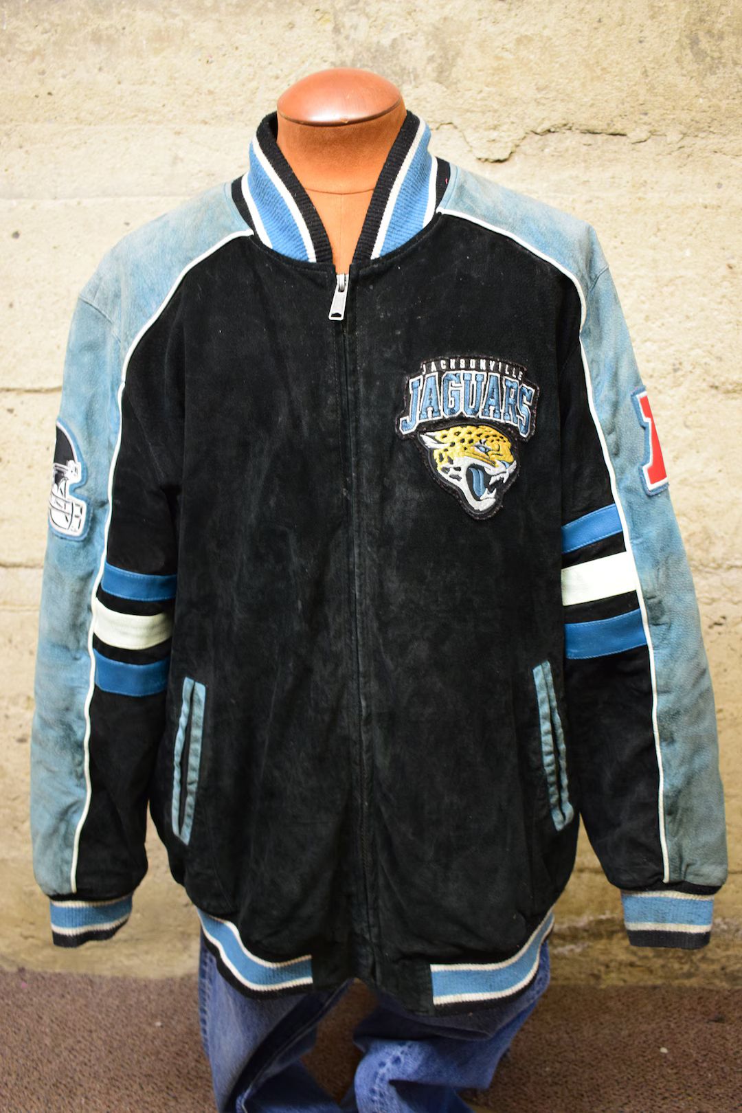 Vintage Jacksonville Jaguars Wool Blend & Suede Leather Jacket 90's - Etsy | Etsy (US)