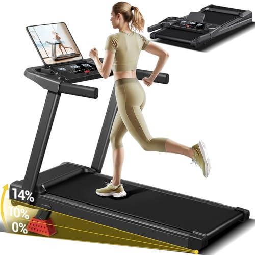 UMAY Fitness Treadmill with 20% Manual/Auto Incline, 42.5"×16.1" Extra-Wide Running Belt, 400LB Capacity, 3.5HP Motor & 8.7 MPH Speed for Home Workouts (Black 14% Incline) | Amazon (US)