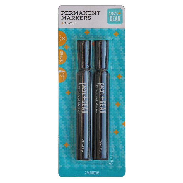 Pen+Gear Permanent Marker, Chisel Tip, 2 Count, Black Color - Walmart.com | Walmart (US)