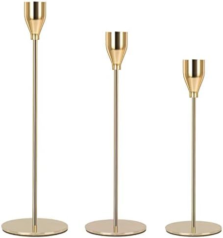 SZHFJCTH Champagne Gold Candle Holders Set of 3 for Taper Candles, Decorative Candlestick Holder，for | Amazon (US)