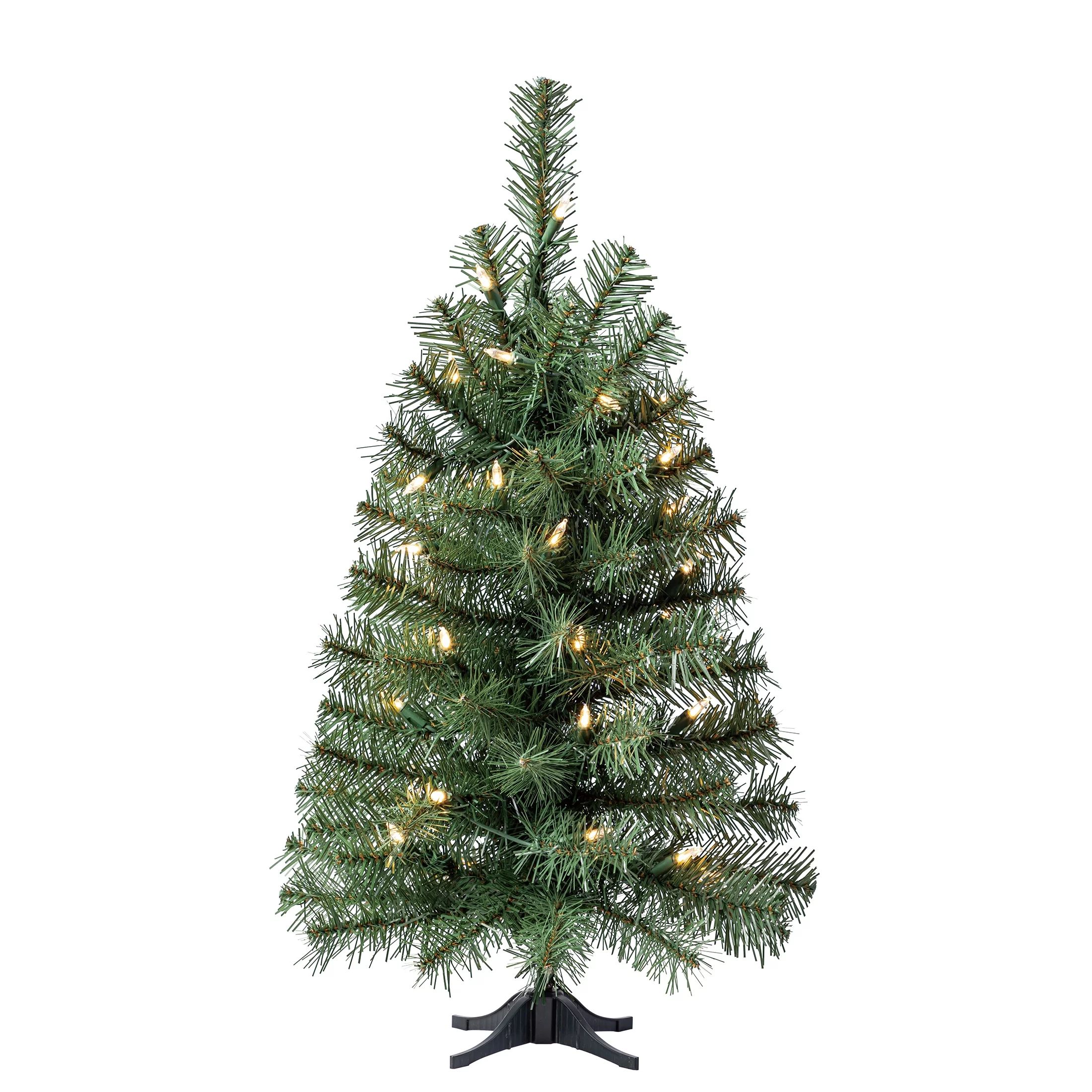 24" Pre-Lit Noble Green Spruce Artificial Christmas Tree with Clear LED Lights by Holiday Time | Walmart (US)