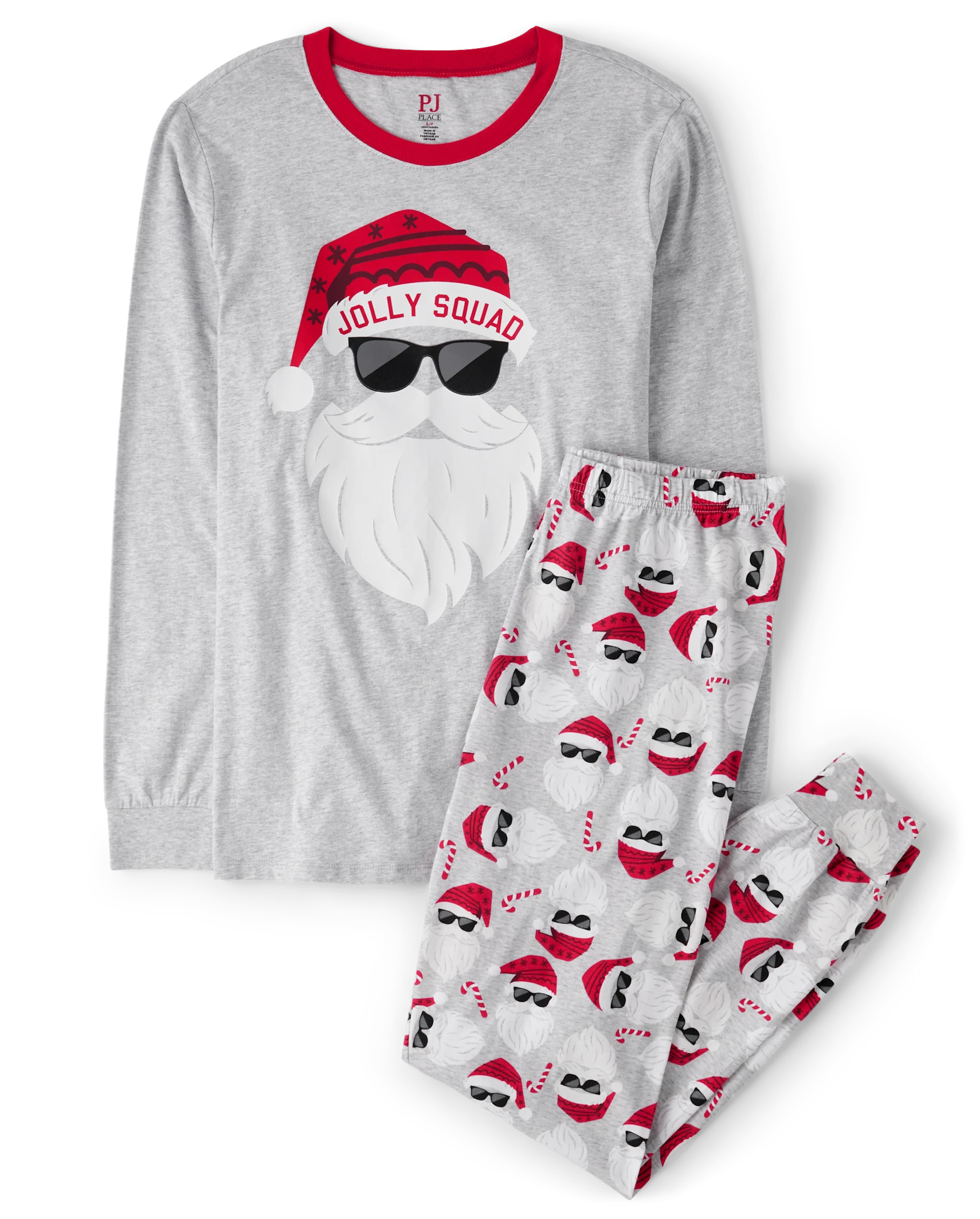 Unisex Adult Matching Family Glow Jolly Squad Cotton Pajamas - h/t mist | The Children's Place