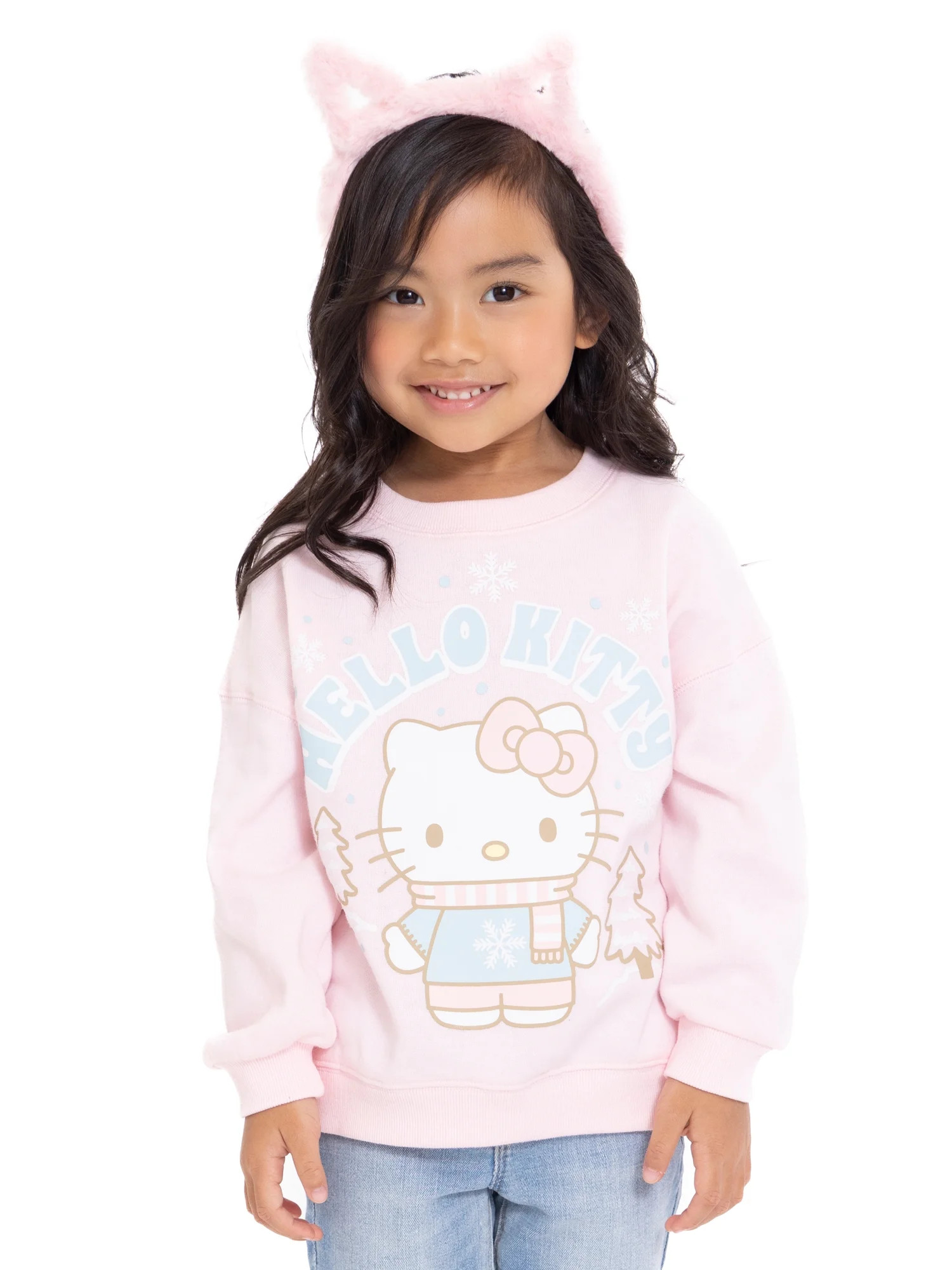 Hello Kitty Toddler Girls Holiday Crewneck Sweatshirt, Sizes 12M-5T | Walmart (US)