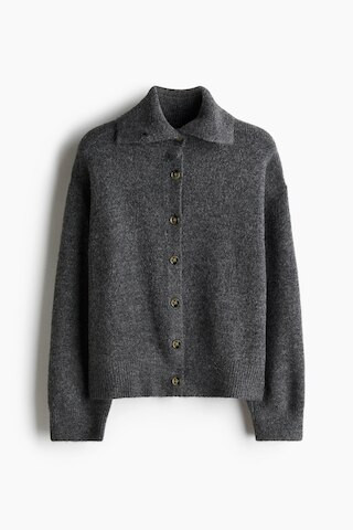 H & M - Collared cardigan - Grey | H&M (UK, MY, IN, SG, PH, TW, HK)