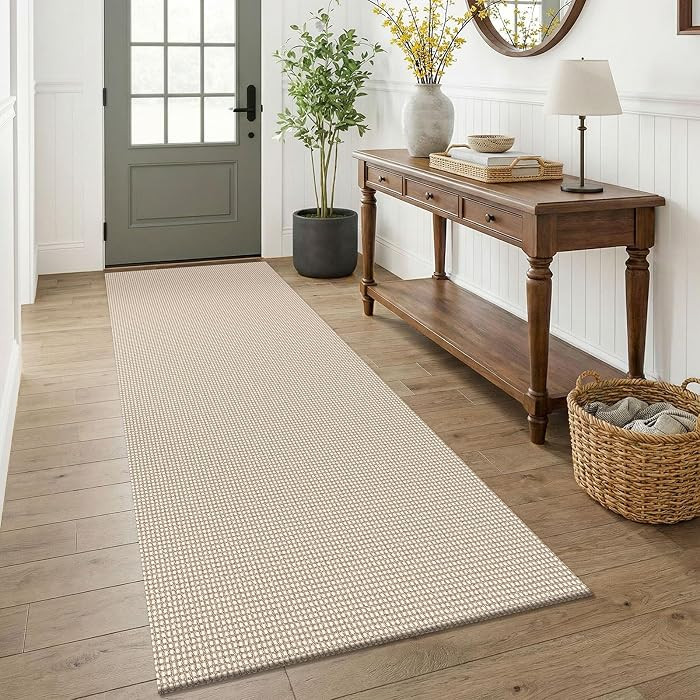 KOZYFLY Woven 3x7 Washable Kitchen Runner Rug, Non Slip Wide Runners for Hallway, Cotton Entryway... | Amazon (US)