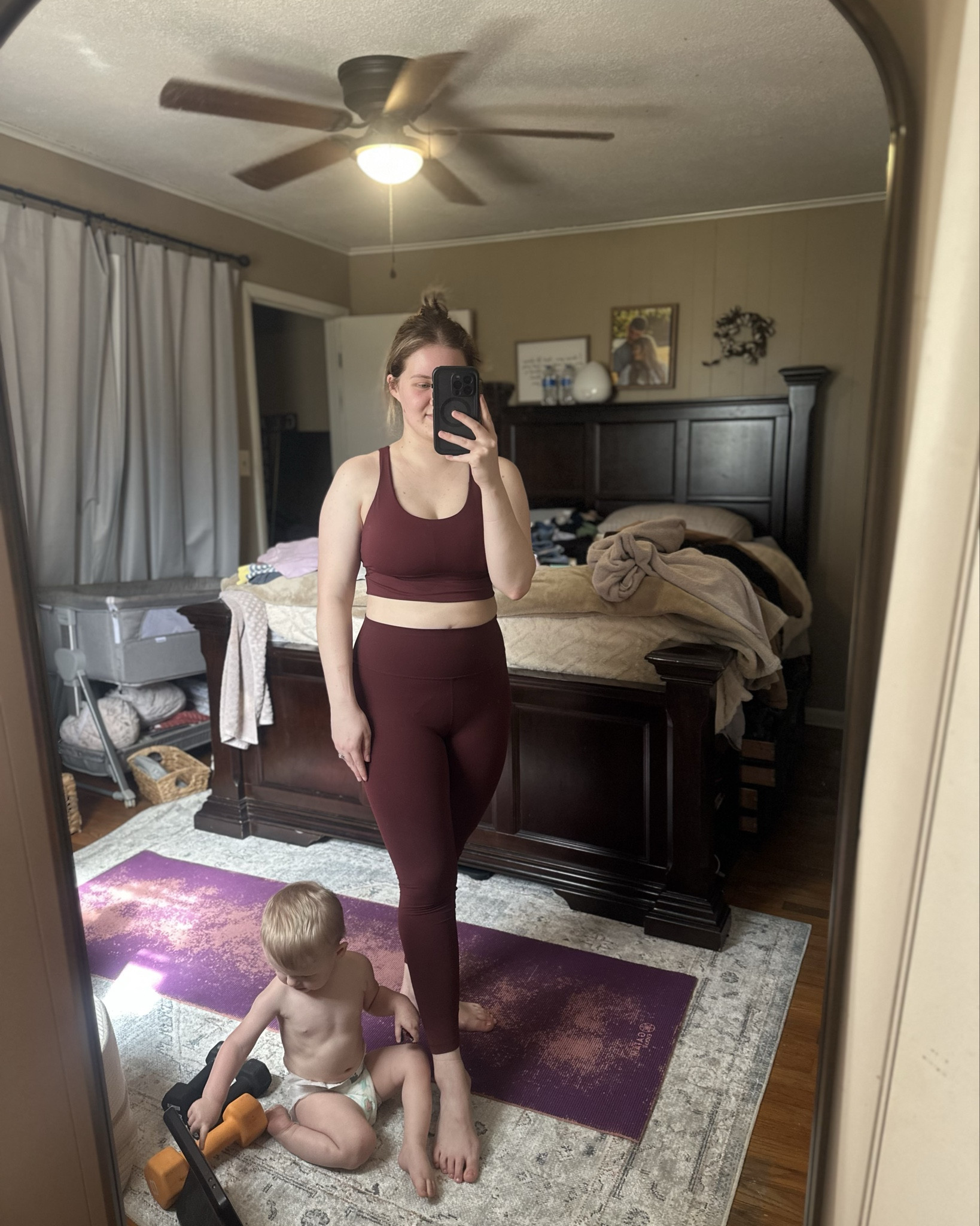 This set is so worth the quality fit and size, you can mix match the tops and bottoms and they come in a ton of different colors! 🩵💜♥️ wearing a medium top and small bottoms I may size down to a small top once I finish nursing 🤱🏼 

#LTKU #LTKFindsUnder50 #LTKActive