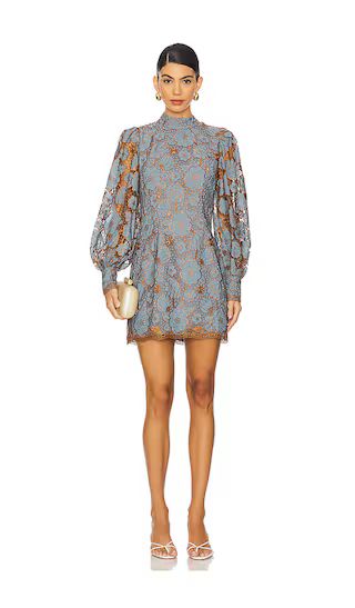 Jasmine Long Sleeve Dress in Blue & Bronze | Revolve Clothing (Global)