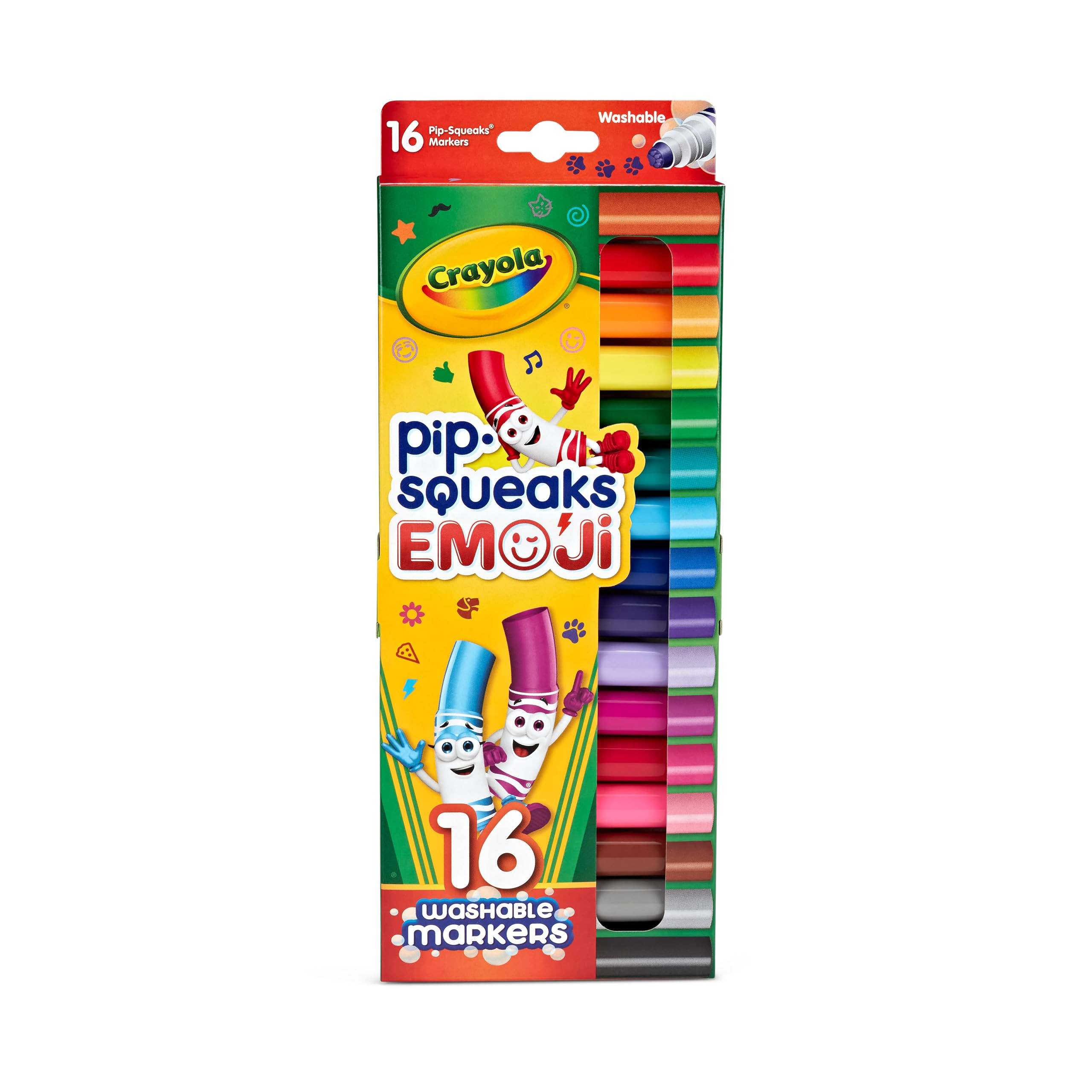 Crayola Emoji Pip Squeaks Washable Markers (16ct), Toddler Mini Stamper Marker Set, Coloring Supp... | Amazon (US)