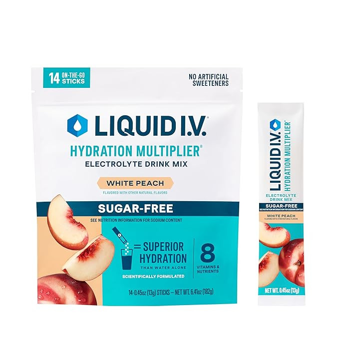 Liquid I.V.® Hydration Multiplier Sugar-Free - White Peach | Electrolyte Powder Drink Mix | 1 Pa... | Amazon (US)