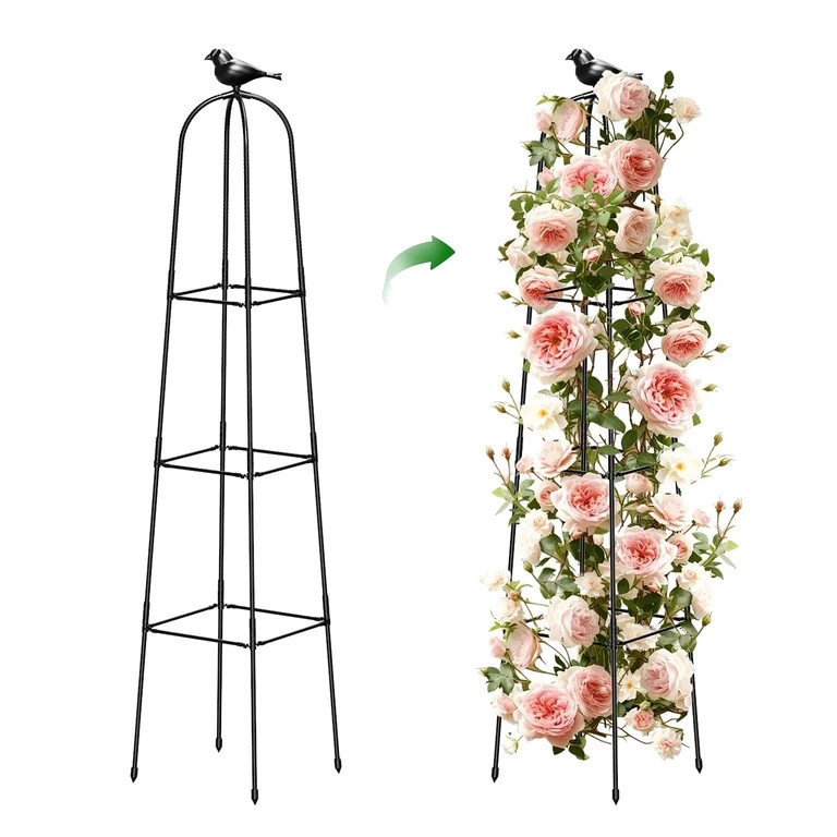 MQHUAYU 67 Inch Adjustable Garden Obelisk Trellis for Climbing Plants , Rustproof Metal Plant Sup... | Walmart (US)