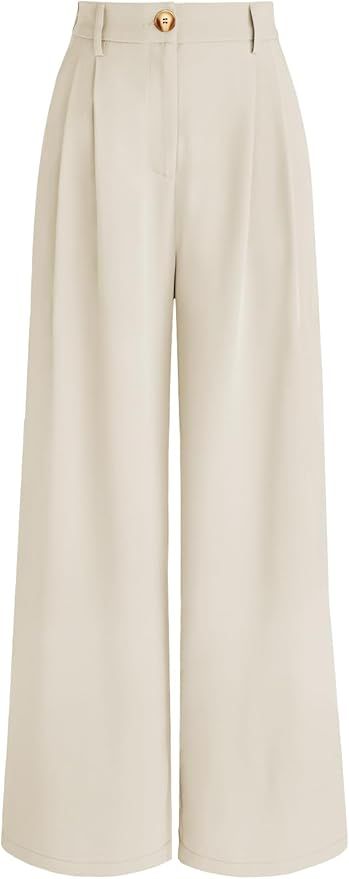 AUTOMET Women Wide Leg Dress Pants High Waisted Loose Fit Business Casual Work Trousers with Pock... | Amazon (US)