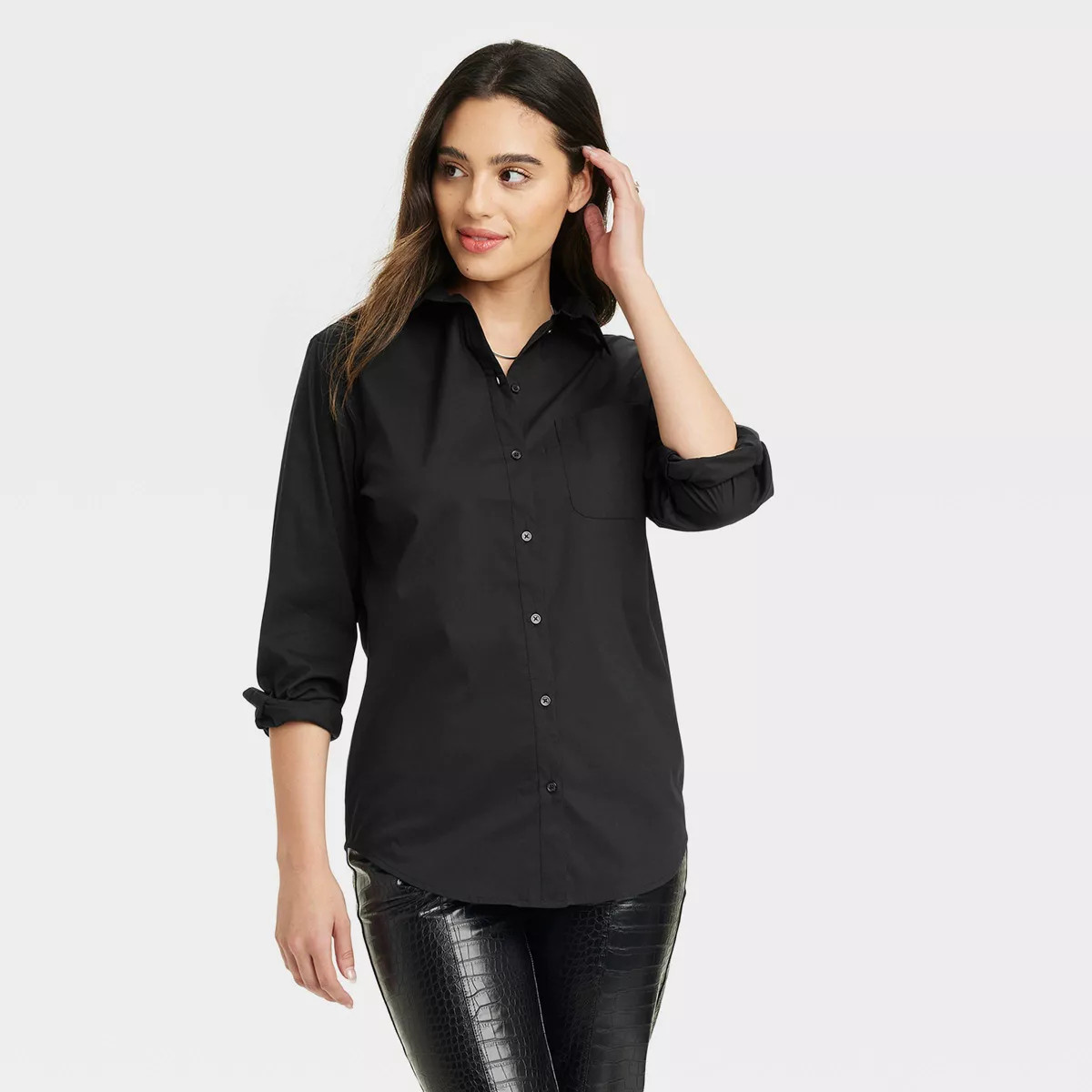 Women's Slim Fit Boyfriend Tailored Long Sleeve Button-Down Shirt - A New Day™ | Target
