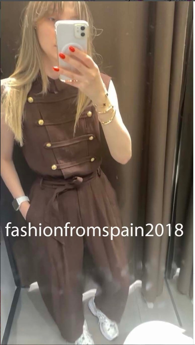 ZARA NEW WOMAN BELTED FIREMAN CLASP JUMPSUIT BROWN XS-XL 2945/741/700 | eBay US