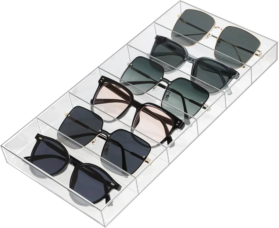 Clear Drawer Organizer, 6 Sections Eyeglass Sunglasses Organizer Holder, Drawer Dividers Office D... | Amazon (US)