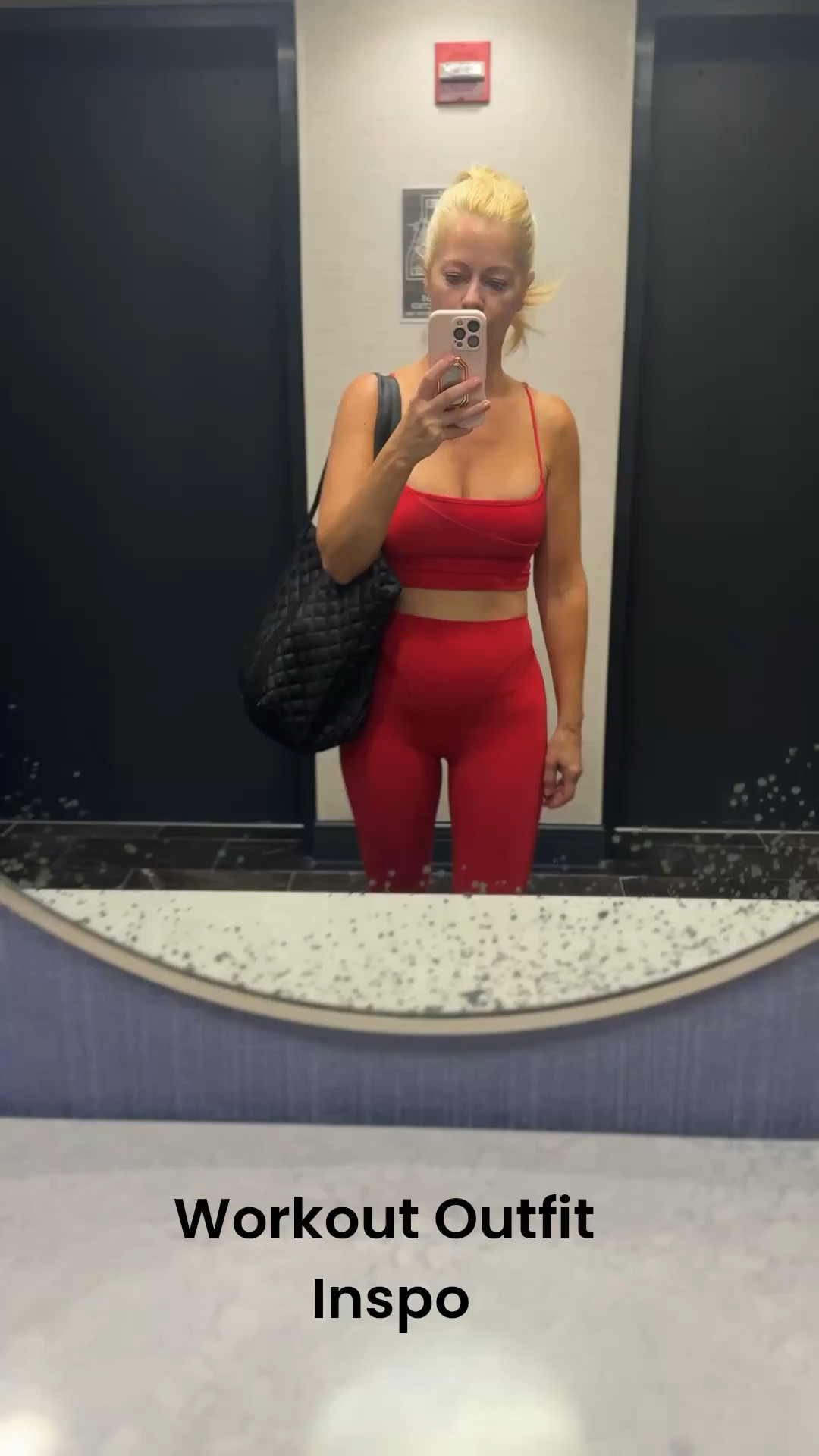 Red workout inspiration. 
Love this bright candy red color. I’m wearing a size small in both the workout bra and leggings. 

#LTKootd #LTKActive #LTKfitnessgoals