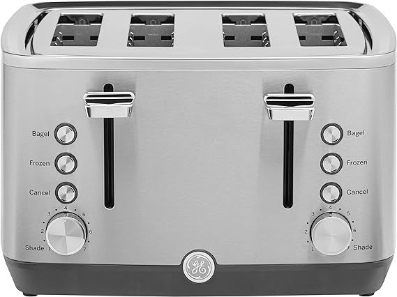 GE Stainless Steel Toaster | 4 Slice | Extra Wide Slots for Toasting Bagels, Breads, Waffles & Mo... | Amazon (US)