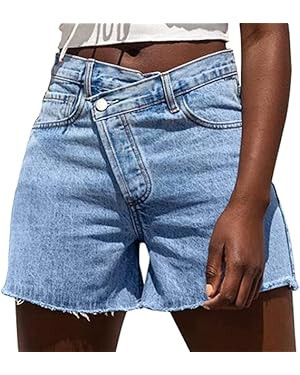 Genleck Women High Waisted Jean Shorts - Stretchy Casual Shorts Trendy Curvy Boyfriend Summer Clo... | Amazon (US)