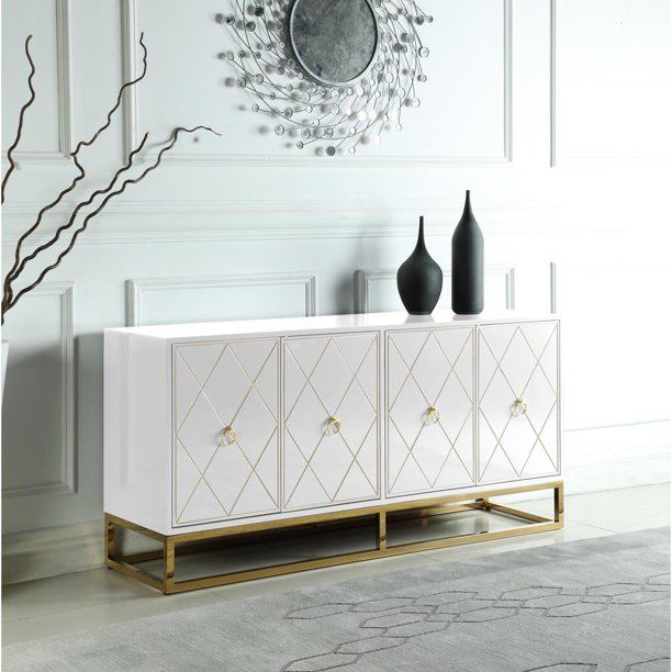 Senior White Lacquer w/ Gold Plated Sideboard - Walmart.com | Walmart (US)