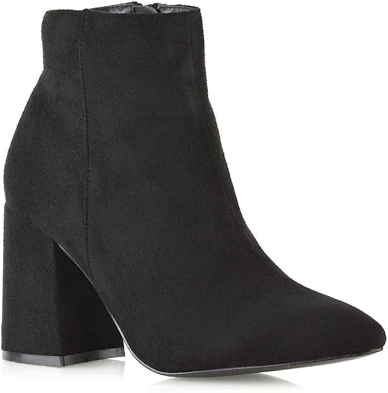 ESSEX GLAM Womens Pointed Toe Ankle Boots Block Heel Booties | Amazon (US)
