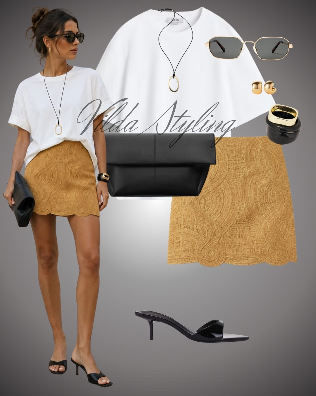 Elevate your everyday style with this chic, effortless look! ☀️ Perfect for summer days, brunch dates, or warm-weather evenings out. Pairing a classic white tee with a textured mustard skirt creates a gorgeous contrast, while black accessories keep it sleek and modern.

#LTKstyletip #LTKsummer #SummerOutfit #ChicStyle #EffortlessChic #CapsuleWardrobe #OutfitInspo

#LTKsummer #LTKdatenight #LTKstyletip