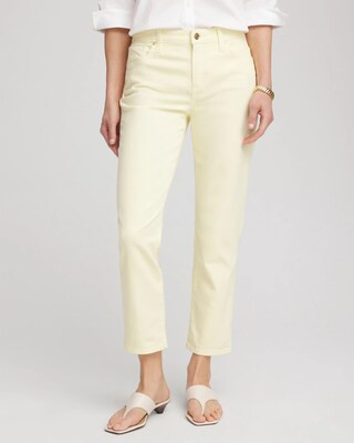 Women's Girlfriend Slim Cropped Jeans in Panna Cotta | Chico's | Chico's