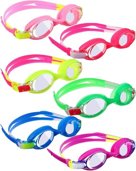 Flutesan 6 Pairs Swim Goggles for Kids 4-9 Clear Wide Vision Swimming Goggles Kids Anti Fog Pool ... | Amazon (US)