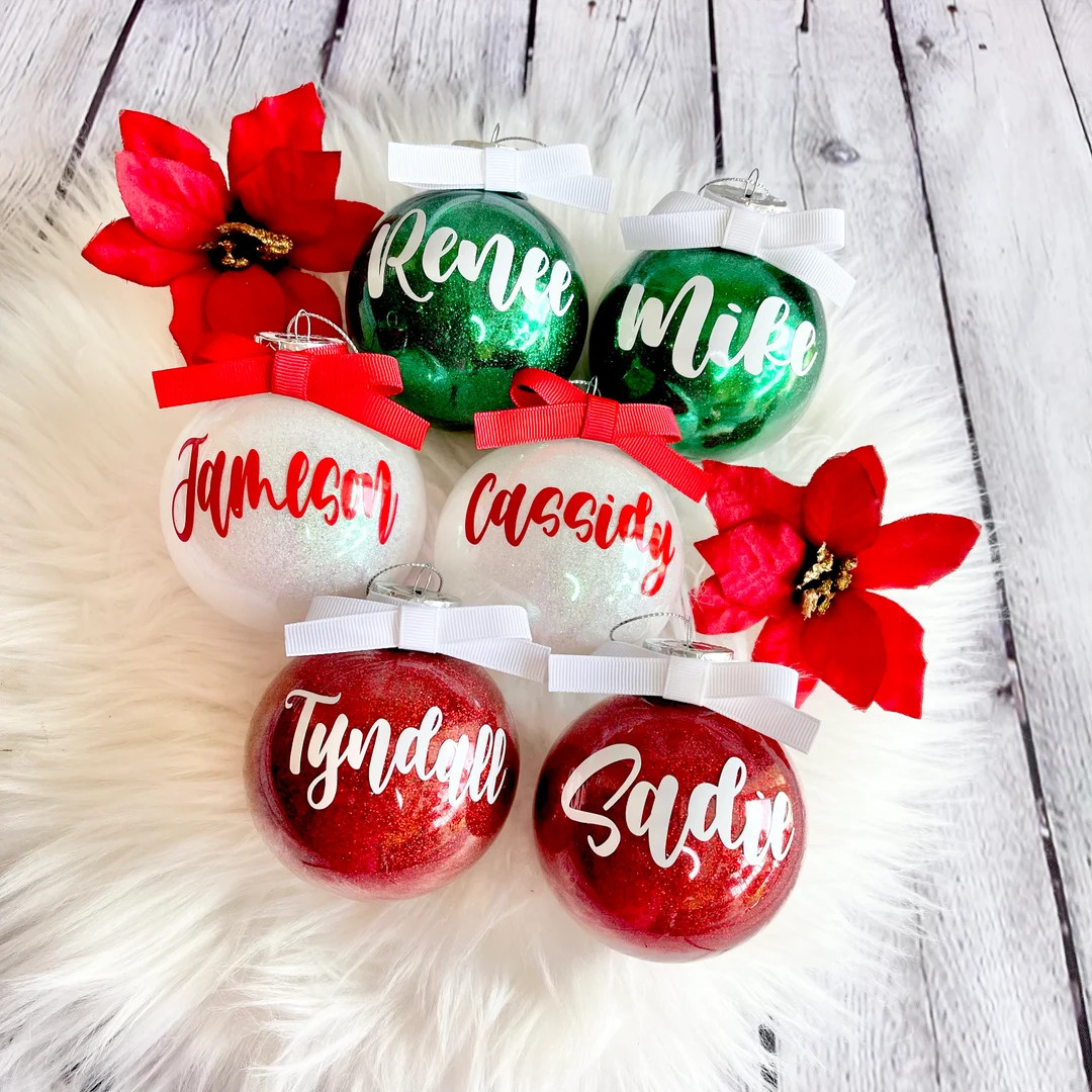 Christmas Ornaments, Name Ornaments, Christmas Gifts, Personalized Christmas Ornament, Glitter Or... | Etsy (US)