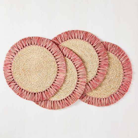 Raffia Fringe Chargers, Set of 4 | Mark and Graham