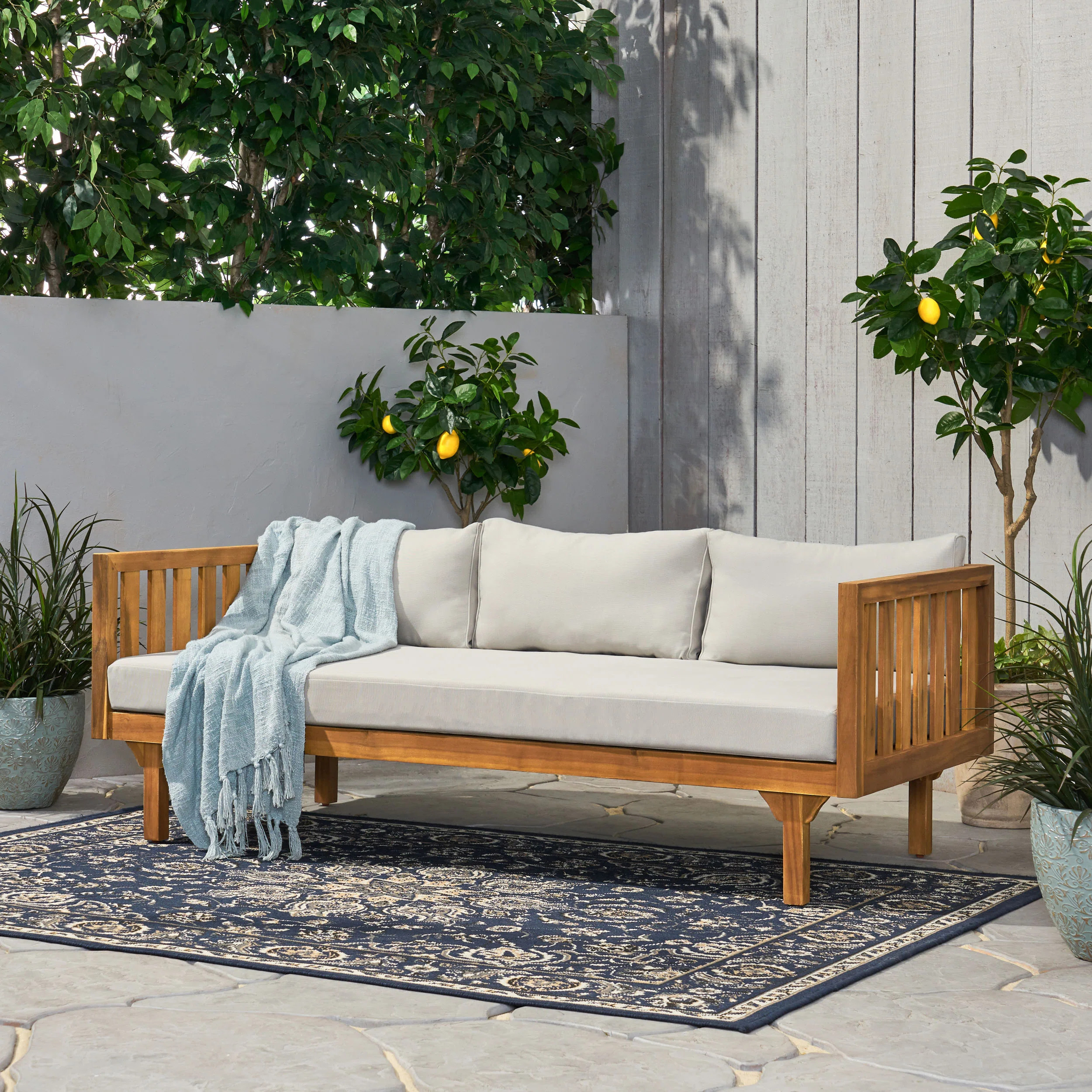 Loon Peak® Outdoor Teak Patio Daybed with Cushions & Reviews | Wayfair | Wayfair North America