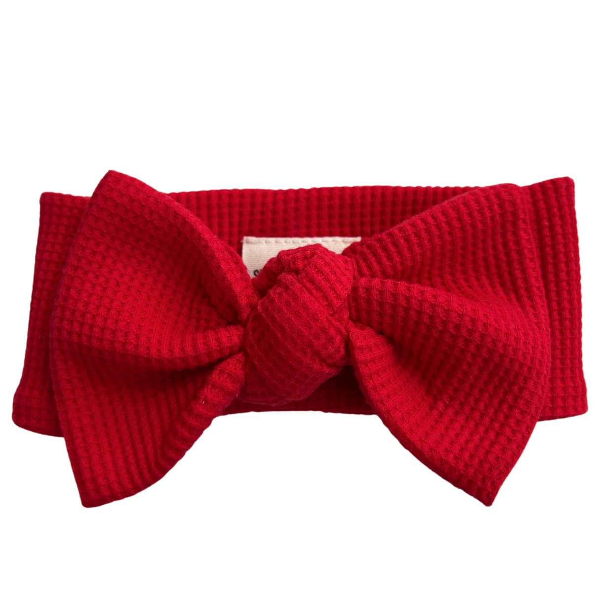 Organic Waffle Knot Bow, Red | SpearmintLOVE