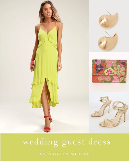 
Wedding guest dress , 2024 dresses, Lulus dress, summer cocktail dress.  Summer wedding guest dress, casual wedding guest dress, neon green dress, casual wedding, outdoor wedding, vibrant green midi dress for a summer wedding, casual outdoor wedding, or beach wedding guest dress. Affordable wedding guest dresses, green dress, gold earrings, beaded clutch, gold high heels complete this affordable outfit for a wedding. Sale today at Lulus means you can get this look for less! Engaged, planning a wedding or attending several weddings? Dress for the Wedding is a curated wedding shopping site. Follow dressforthewed on LTK and IG  to get the product details for this look plus sale alerts on wedding attire, cute dresses under $100, ideas for wedding guest outfits, plus wedding decor and gift ideas!  #ltkwedding #ltkfindsunder100 #ltkmidsize

#LTKMidsize #LTKSeasonal #LTKWedding