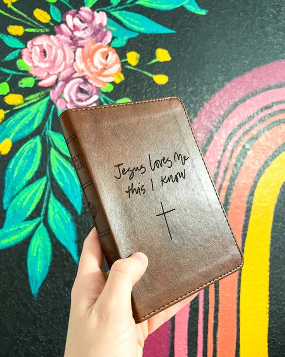 Jesus Loves Me Bible  Faux Leather Compact Bible  ESV Bible | Etsy | Etsy (US)