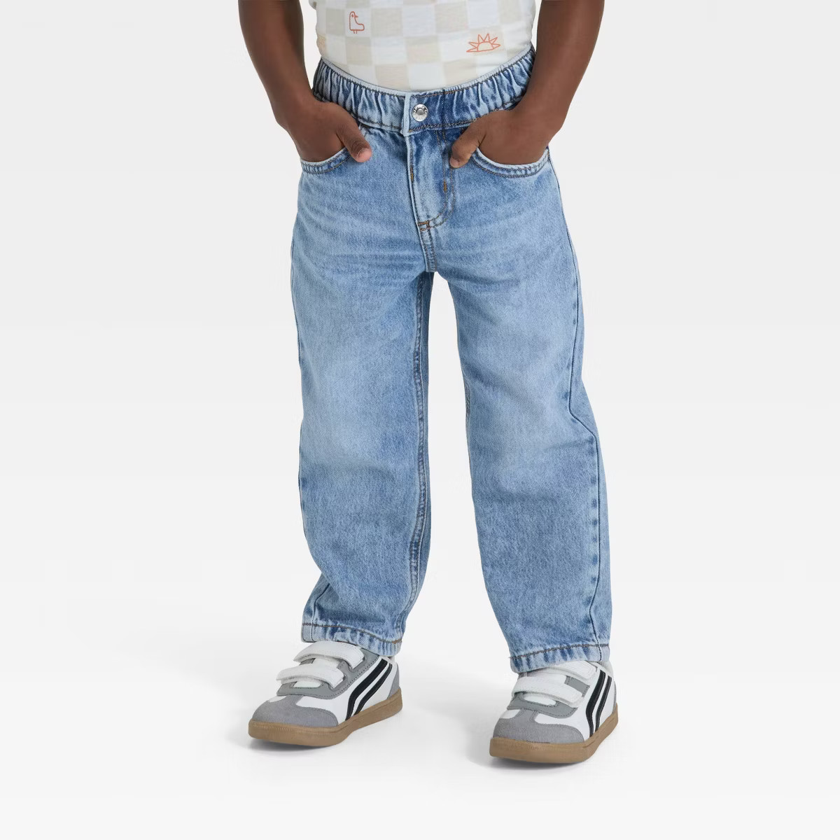 Toddler Boys' Relaxed Fit Snap Denim Pants - Cat & Jack™ Light Wash 12M | Target