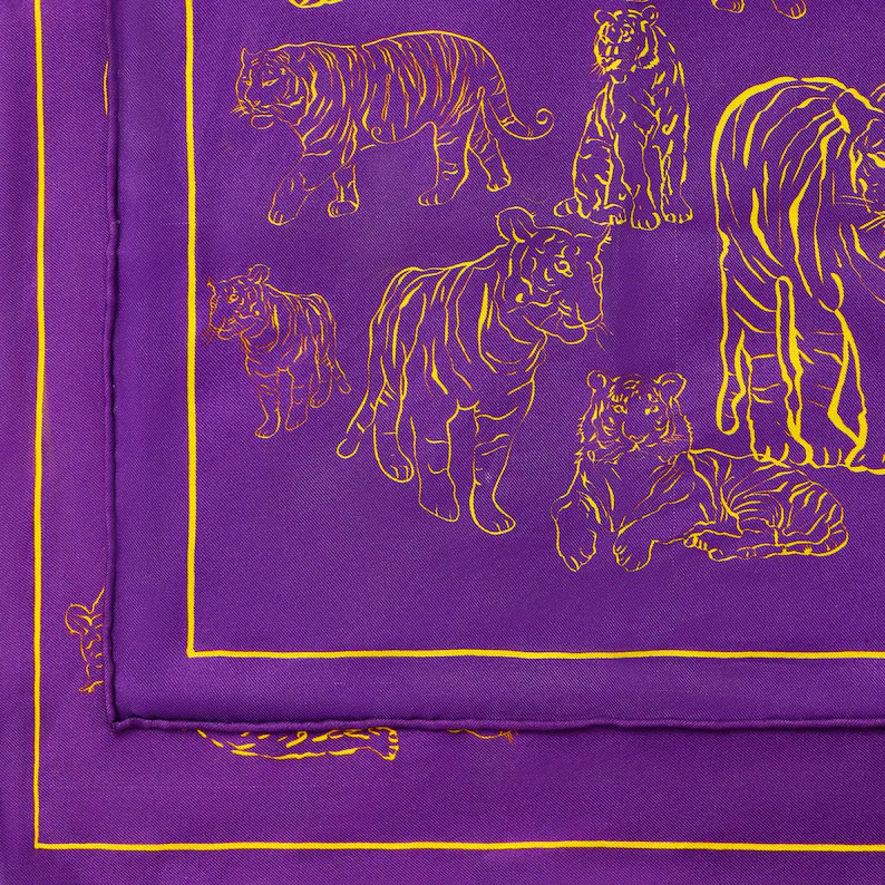 LSU Tigers Outline Silk Twill Scarf | Purple & Gold 20" x 20" | Etsy (Global)