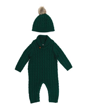 Newborn Cable Sweater Coverall And Hat | Marshalls
