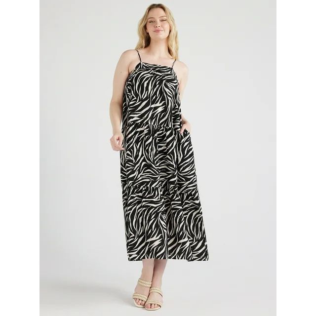 Time and Tru Women's Sleeveless Tiered Dress, Sizes XS-XXXL | Walmart (US)