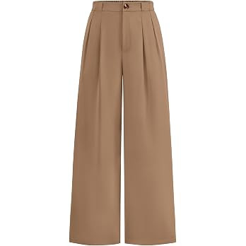 KIRUNDO Wide Leg Pants for Women 2026 Dressy High Waisted Button Trousers | Elastic Waist,Soft Bu... | Amazon (US)