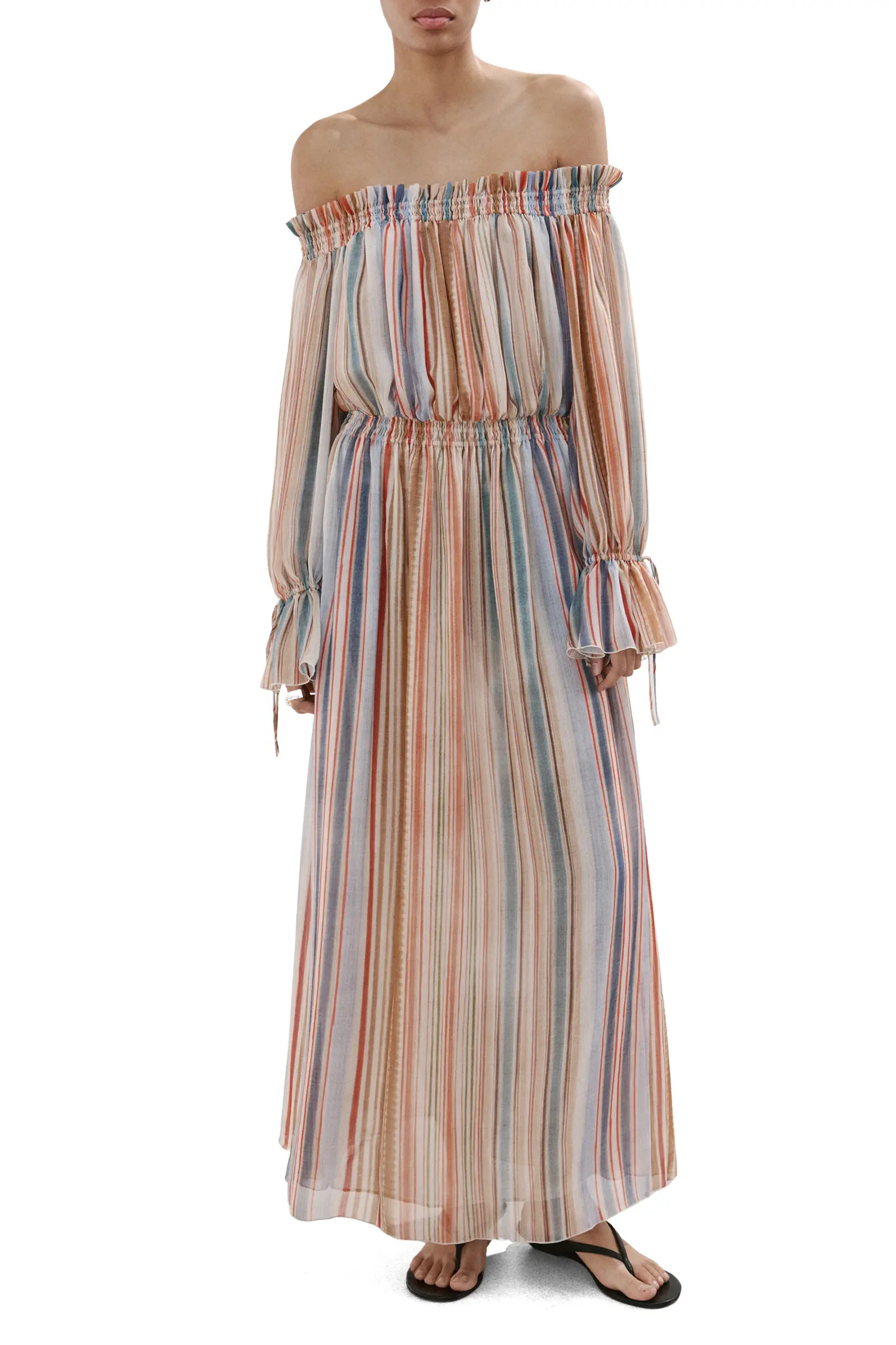 Stripe Long Sleeve Off the Shoulder Maxi Dress (Women) | Nordstrom | Nordstrom