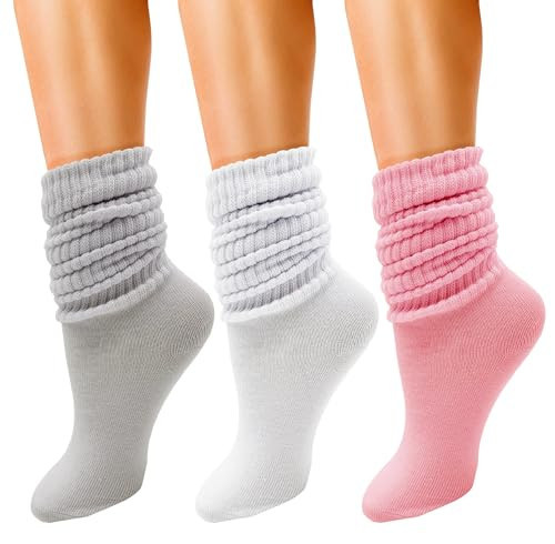Winterlace 3 Pairs Slouch Socks for Women, Soft Extra Long Scrunch Knee High Sock, Bulk Pack | Amazon (US)