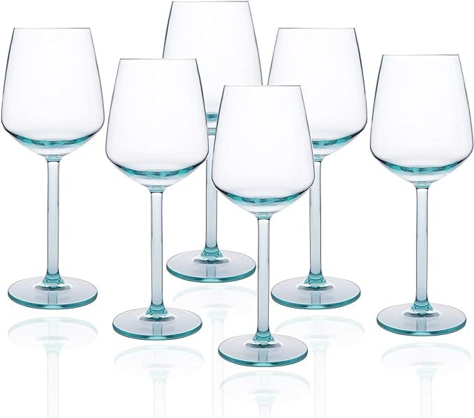 14-ounce Unbreakable Plastic Acrylic Stem Wine Glasses, set of 6-Teal, Red or White Wine Glass, D... | Amazon (US)